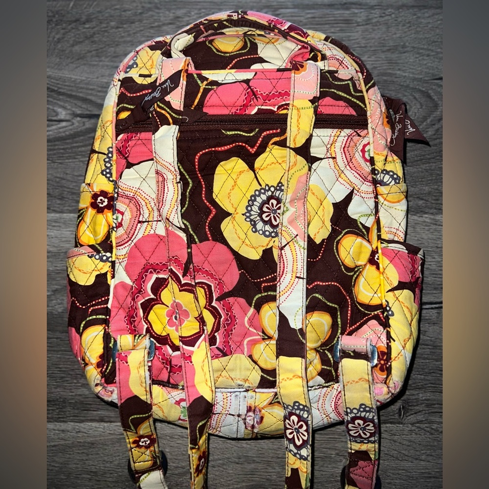 Vera Bradley Butternut Floral Quilted Backpack Boho Pink Yellow Brown Bag - Picture 8 of 8